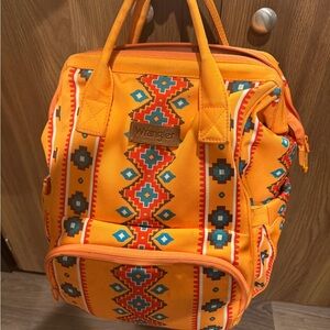 Wrangler Vibrant Orange Geometric Backpack